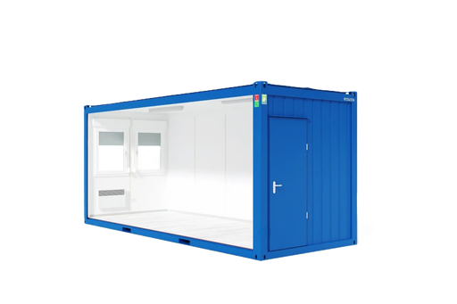 [301310/0024] Segment für Doppelcontainer, 6 m; h = 2,8 m, rechts/links o. Wand, blau RAL 5010