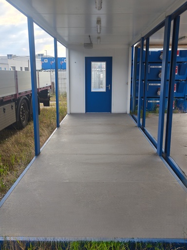 [301395/0042] Gangcontainer, 7,335; h = 2,8 m, ohne Paneele, mit Tür, blau RAL 5010