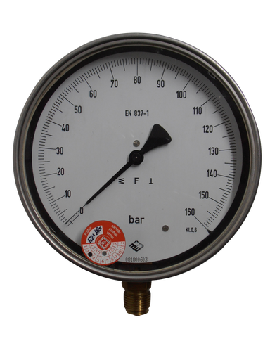 [361011/0034] Feinmess-Manometer, 0 bis 160 bar, G 1/2" Messing, Kl. 0,6