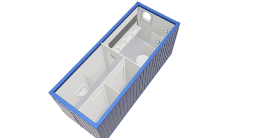 [301110/0011] Sanitärcontainer, 6 m; h = 2,8 m, 2 Türen, Damen, RAL 5010