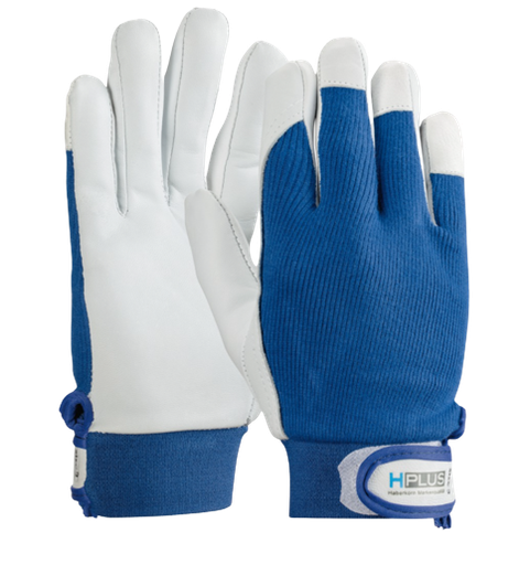 [101013/0056] Montagehandschuhe H-PLUS Driver blau, Volleder, Gr.10